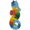 Detské vzdelávacie drevené puzzle - Morský koník - číslice a abeceda