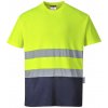Portwest S173 Dvojfarebné bavlnené tričko žltá/tm.modrá S