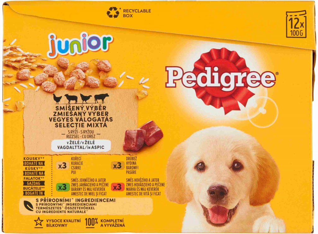 Pedigree Adult kuracie & hovädzie s králičím & morčacie s mrkvou v šťave 12 x 100 g