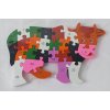 Detské vzdelávacie drevené puzzle - Krávička - číslice a abeceda