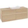 VILLEROY & BOCH Collaro závesná skrinka pod umývadlo na dosku (umývadlo v strede), 4 zásuvky, s LED osvetlením, 1400 x 500 x 548 mm, Nordic Oak, C116B0VJ