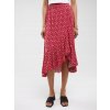 BIG STAR DÁMSKA MIDI SUKŇA Z VISKÓZY S VOLÁNIKOM ČERVENÁ ZADNÁ 603 XS