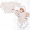 Baby Nellys Rastúci oversize pletený svetrík pre bábätko svetlý béžový