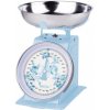 Kuchynská kovová váha Nathalie do troch kíl v modrej pastelovej farbe vo vintage retro štýle s dekorom kvetov Isabelle Rose 41176