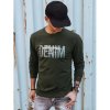 pánska mikina s potlačou khaki (bx5358)