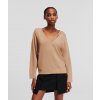 Karl lagerfeld LIGHT V-NECK KNIT SWEATER hnedá