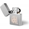 DRAGOWA benzínový zapaľovač s gravírovaním León, strieborný
