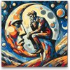 Vymalujsisam.sk Maľovanie podľa čísiel - Muž na mesiaci Veľkosť: 50x50cm, Rám: Na plastovej doske