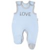 Baby Nellys Dojčenské bavlnené dupačky Love modré