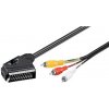 Kábel Cinch 3x AV/SCART M/M 2m, čierny
