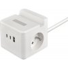 Síťový adaptér VIKING YC23H, biela/Output:2xAC,1xUSB-A,2xUSB-C/držiak na mobil/LED svetlo/1,4m kábel VYC23HW