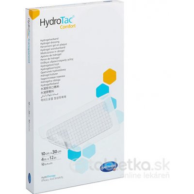 HydroTac Comfort - krytie na rany penové hydropol impregnované gélom, samolepiace 10 x 30 cm 10 ks