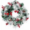 Veniec MagicHome Vianoce, prírodný, so šiškami, 20x LED, teplá biela, 3xAA, 8 funkcií, 30 cm