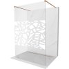 Mexen Kioto, sprchová zástena Walk-In 120 x 200 cm, 8mm číre sklo biely vzor, medený matný profil, 800-120-002-65-85
