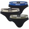 BOSS - slipy 3PACK cotton stretch black with blue & beige waist color combo - limitovaná fashion edícia (HUGO BOSS)-M (83-89 cm)