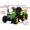 Joko Elektrický traktor s vlečkou na drevo BLOW s diaľkovým ovládaním penové kolesá kožené sedadlo Led svetlá USB MP3 zelená