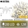 Viktória led svetelná záclona vonkajšia - 200led - 12m teplá biela - biely kábel