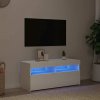 TV skrinka s LED svetlami biela 90x35x40 cm