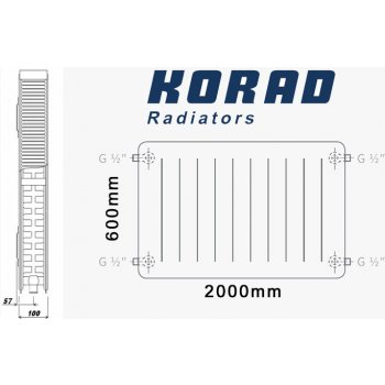 Korad Radiators 22K 600 x 2000 mm