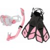 Šnorchlovací set 3 v 1, DETSKÝ, obsahuje masku, plutvy a šnorchel ružová