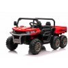 JOKO Elektrické autíčko s Elektricky vyklápacou vlečkou Pick-Up Speed 900, EFEKT Hojdania, kožené sedadlo, 6 kolies, penové kolesá, nosnosť 50kg, červené
