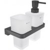 Nimco Maya - Dávkovač mydla a pohárik s držiakom, matné sklo/čierna MAC 2905831H-T-90