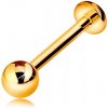 Šperky eshop - Zlatý 14K piercing do pery alebo brady - labret s guličkou a kolieskom, 12 mm S2GG185.17
