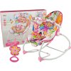 LEAN TOYS Detské hojdacie vibračné kreslo 2v1 ružové s kvietkom