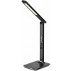 IMMAX LED stolní lampička Kingfisher/ Qi nabíjení/ 8,5W/ 400lm/ 12V/2,5A/ 3 barvy světla/ sklápěcí rameno/ černá