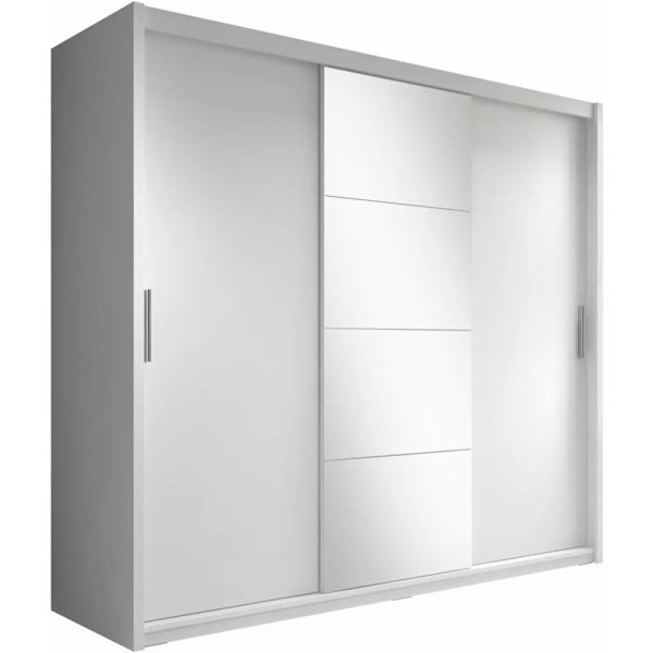 Šatnínková skriňa Kondela CHIARA s posuvnými dverami biela 235x216 cm