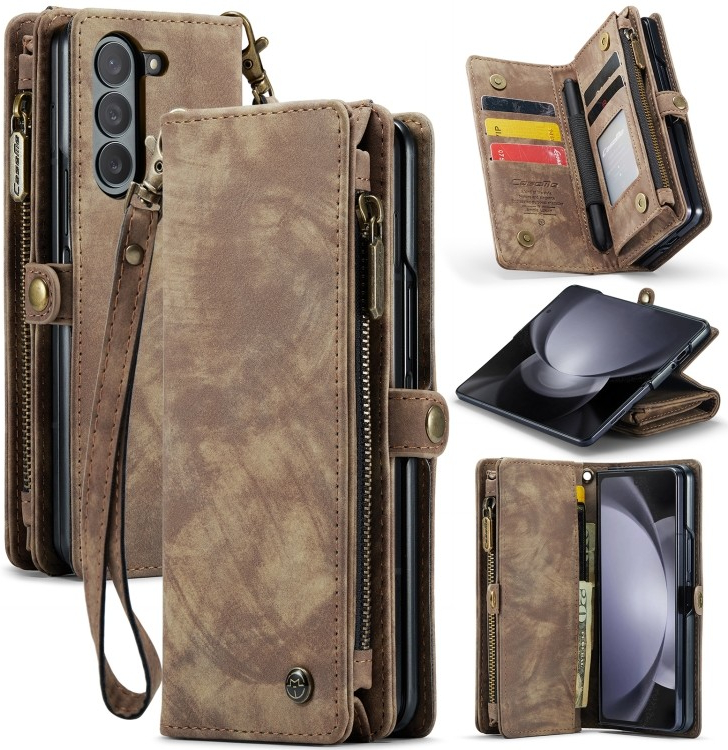 Púzdro PROTEMIO 63132 WALLET Ochranný kryt s peňaženkou 2v1 pre Samsung Galaxy Z Fold5 5G hnedý