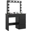 TRENDIE Toaletný stolík s osvetlením HOLLYWOOD PRO čierny