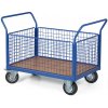 Plošinový vozík - 4 drôtené výplne, 1200x800 mm, nosnosť 300 kg, kolesá 160 mm s čiernou gumou