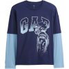 GAP V-LS ELV Graphic Tee tmavo modrá
