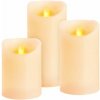 Sviečky MagicHome Vianoce, sada 3 ks, LED, 3xAAA, pravý vosk, jednoduché svietenie, časovač, pohyblivý plameň, 7,5x10; 12,5; 15 cm