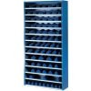 Kovový regál s deličmi Manutan Expert, 198 x 100 x 40 cm, 12 polic, modrý