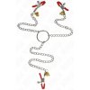 Kink - Bell Triple Nipple and Clit Clamps Red With Chain 30 cm