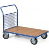 Plošinový vozík s drôtenou výplňou madla, 1000x700 mm, nosnosť 300 kg, kolesá 160 mm s čiernou gumou