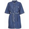 Calvin Klein Jeans Krátke šaty LINEN BOXY BELTED SHIRT DRESS Námornícka modrá