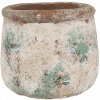 Clayre & Eef Dekoratívny béžovo-zelený antik terakotový džbán Teracci - Ø 16*13 cm - Clayre & Eef