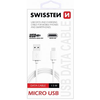 Swissten 71503202 USB - microUSB, 1,5m, bílý