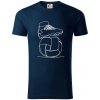Futbalová lopta kopačka jedným ťahom - Tričko z organickej bavlny - M ( Tmavomodrá (veľmi tmavá - skoro čierna) )