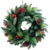 Veniec MagicHome Vianoce, Berry, prírodný, s čečinou a šiškami, 45 cm
