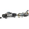 Bruder 2507 RAM 2500 Police Pickup, modul L+S, přívěs, člun, 2 figurky 1:16