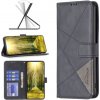 Peňaženkové kožené puzdro Rhombus na Motorola Moto G72 - Modrá