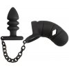 Black Velvets Cock Cage with Butt Plug