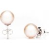 Strieborné perlové náušnice 8 AAA Rhodiované striebro (925) Ružová