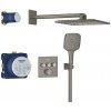 GROHE Grohtherm SmartControl - Sprchový systém pod omietku s hlavovou sprchou Rainshower SmartActive 310 Cube, kartáčovaný Hard Graphite 34864AL0
