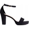 Shelvt Black suede women's heeled sandals čierna 40 Shelvt 0000296537655