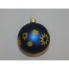 ONREX Vianočná ozdoba sklenená guľa modrá/zlatá hviezdičky pr. 7 cm
